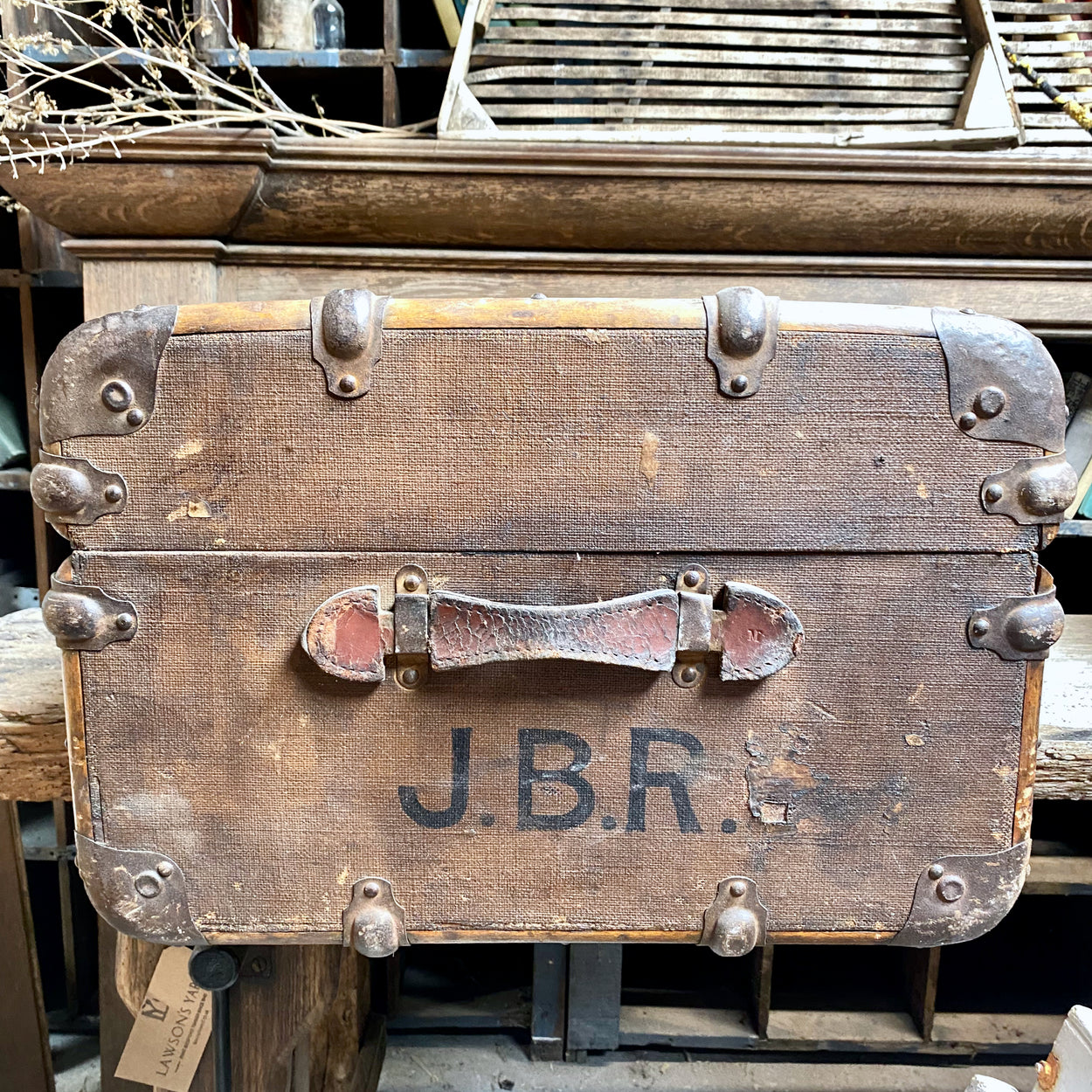 Large Vintage Wooden Framed Steamer Trunk