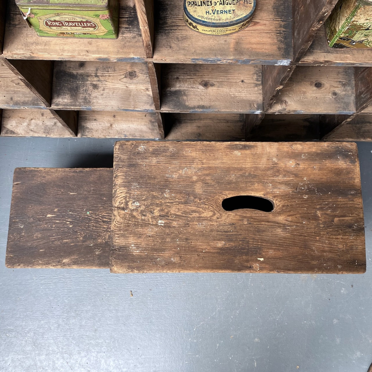 Antique Scratch Built Wooden Mill Step