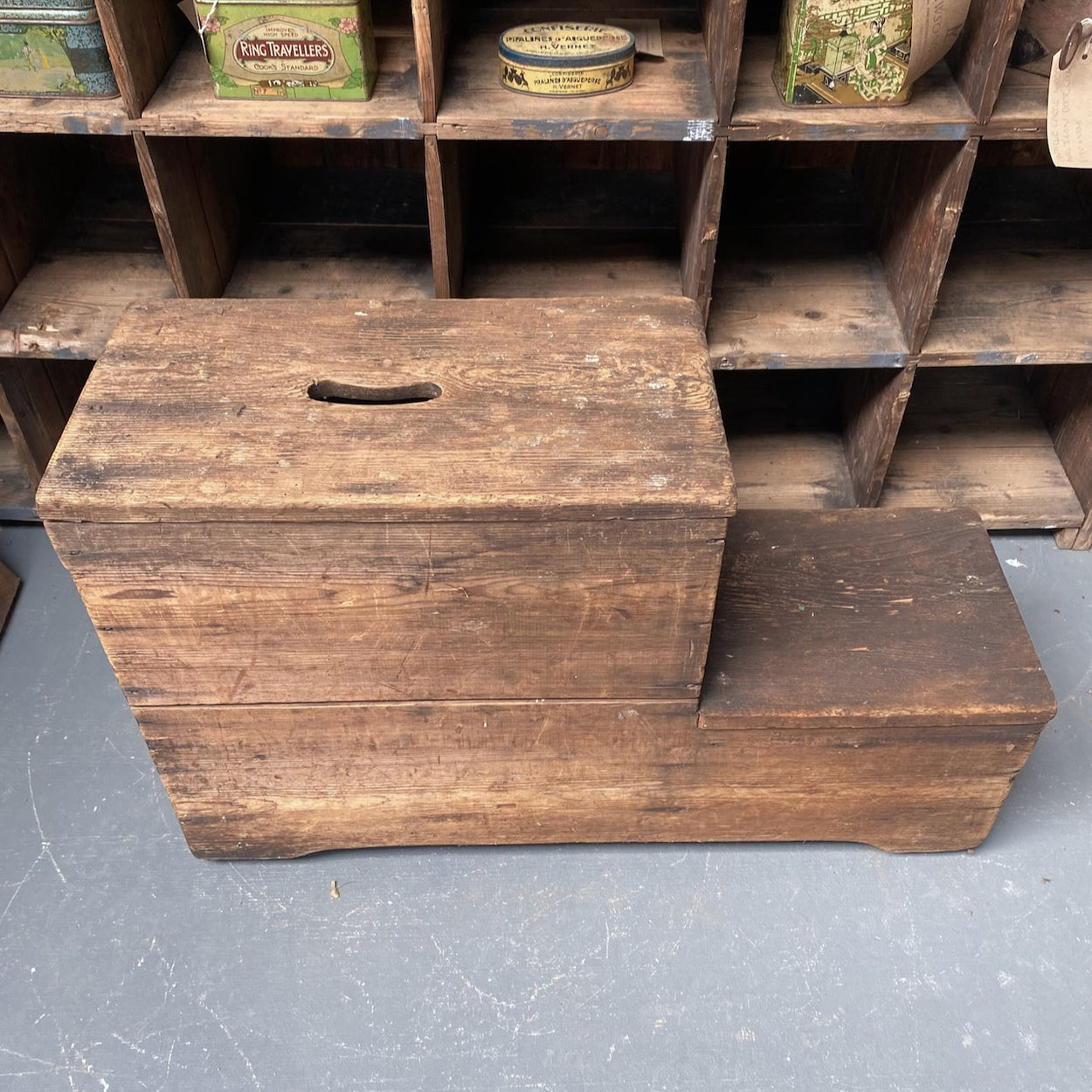 Antique Scratch Built Wooden Mill Step
