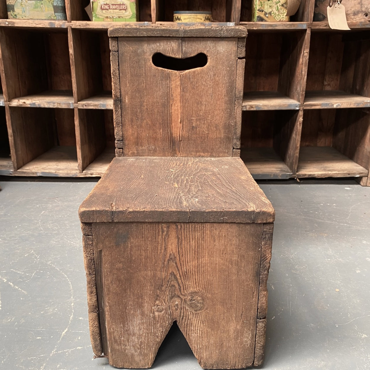 Antique Scratch Built Wooden Mill Step
