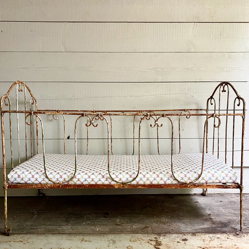 Antique French wrought Iron Cot Bed/Bench