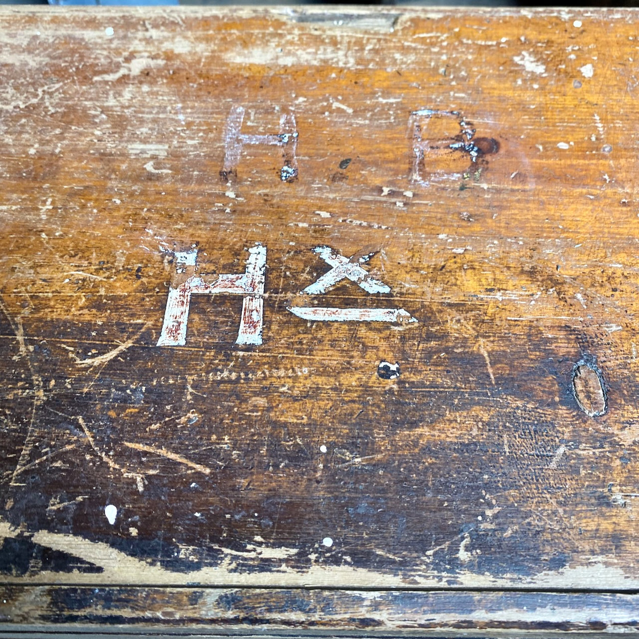 Vintage Box With Inscribed HB and HX Letters