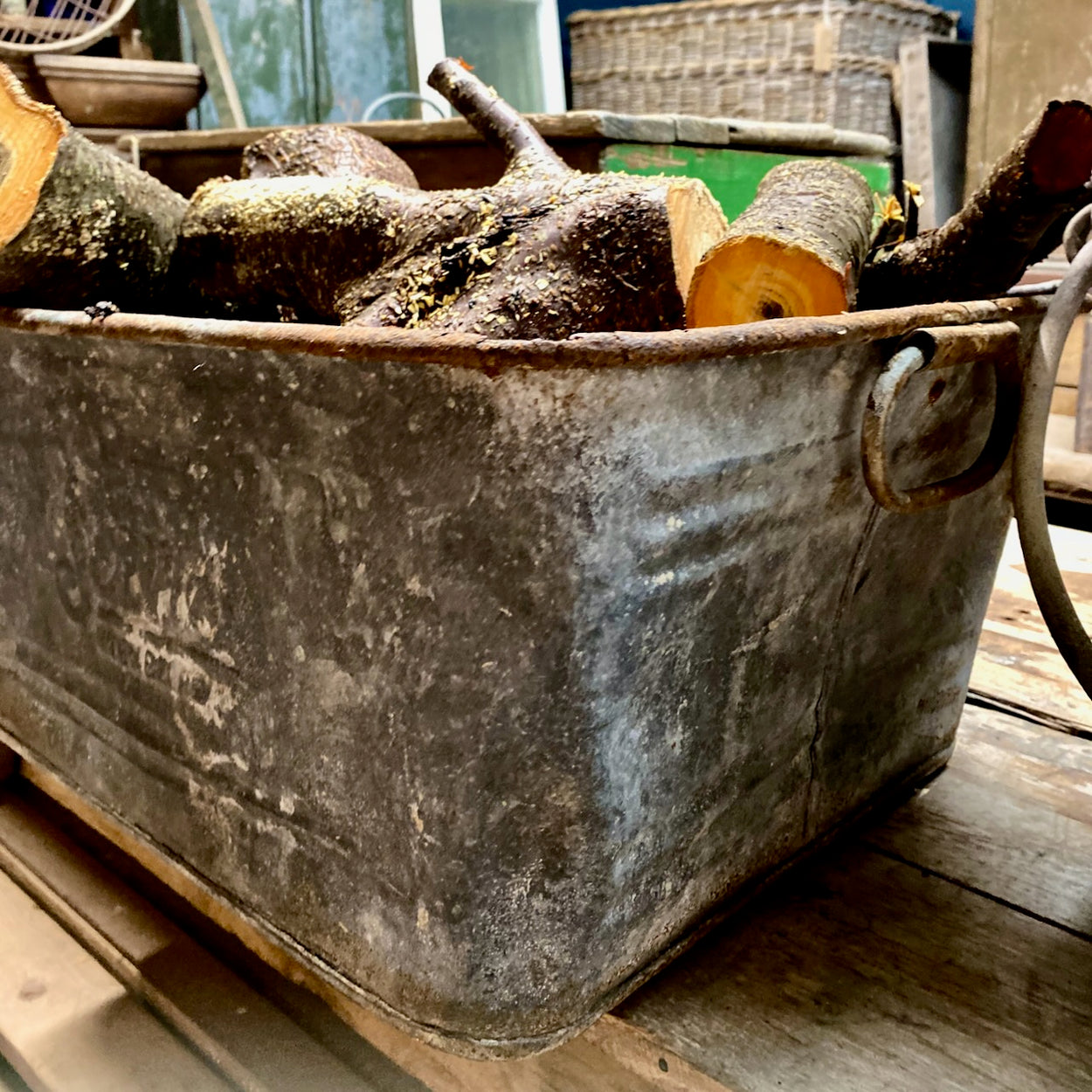 Industrial Galvanised Container with Carry Handles