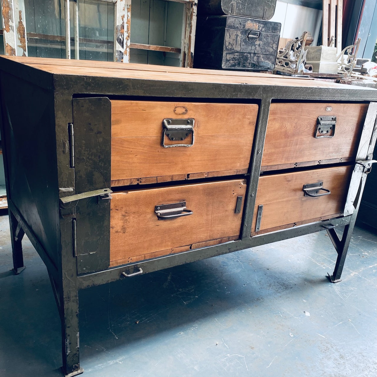 Industrial Metal And Wood Unit
