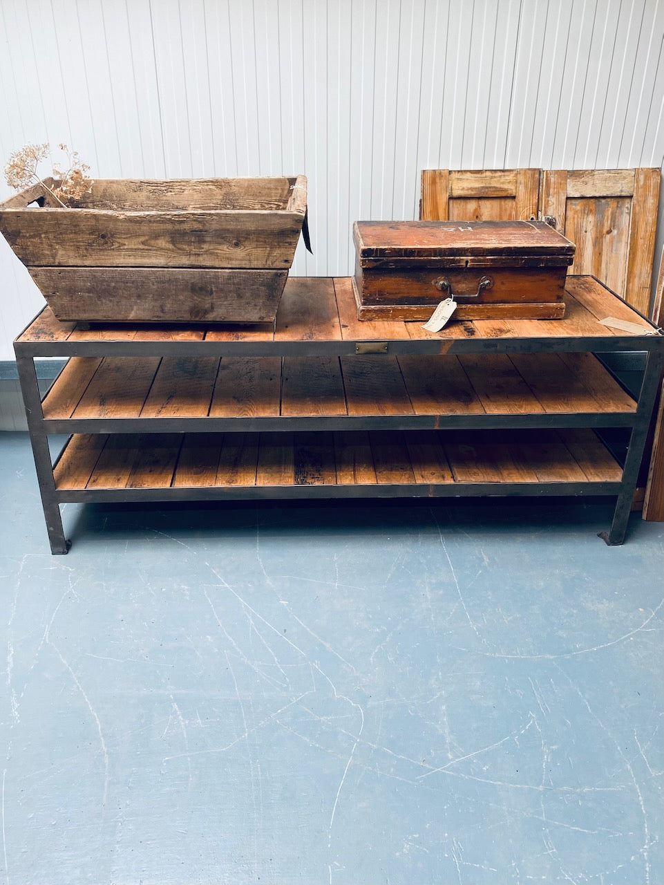 Industrial Metal And Wood Shelving Unit