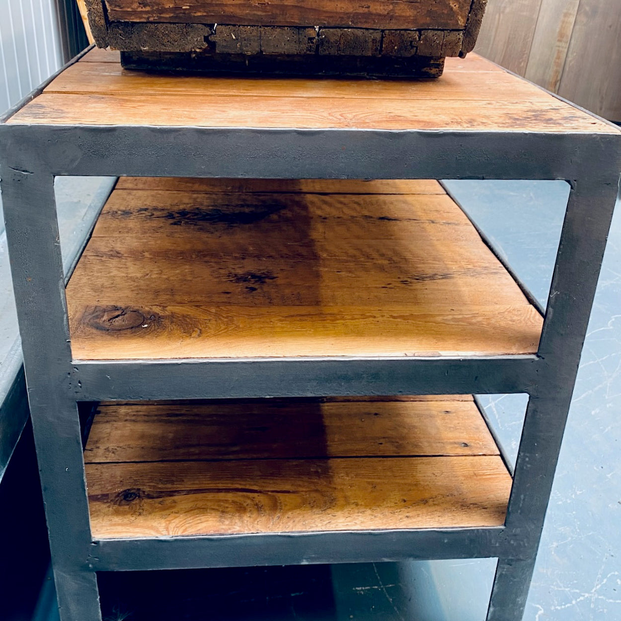 Industrial Metal And Wood Shelving Unit