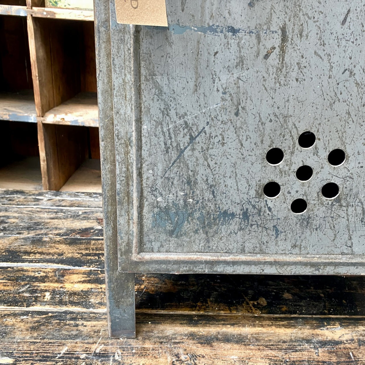 Industrial Metal Cupboard With Oak Top