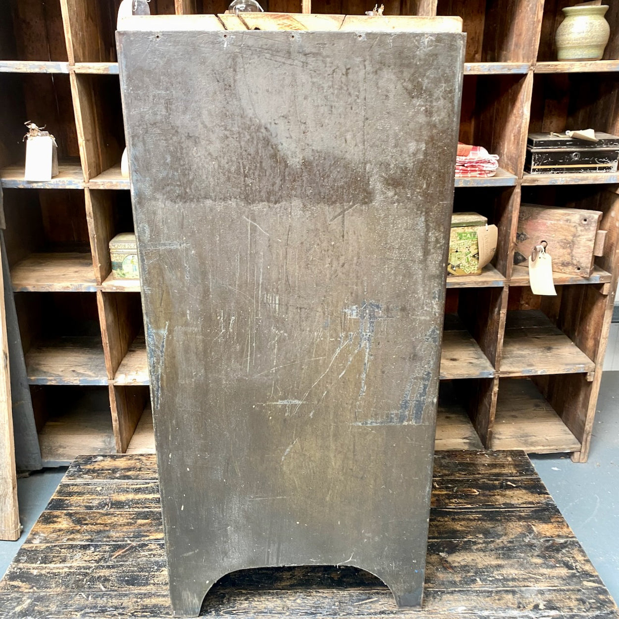 Industrial Metal Cupboard With Oak Top