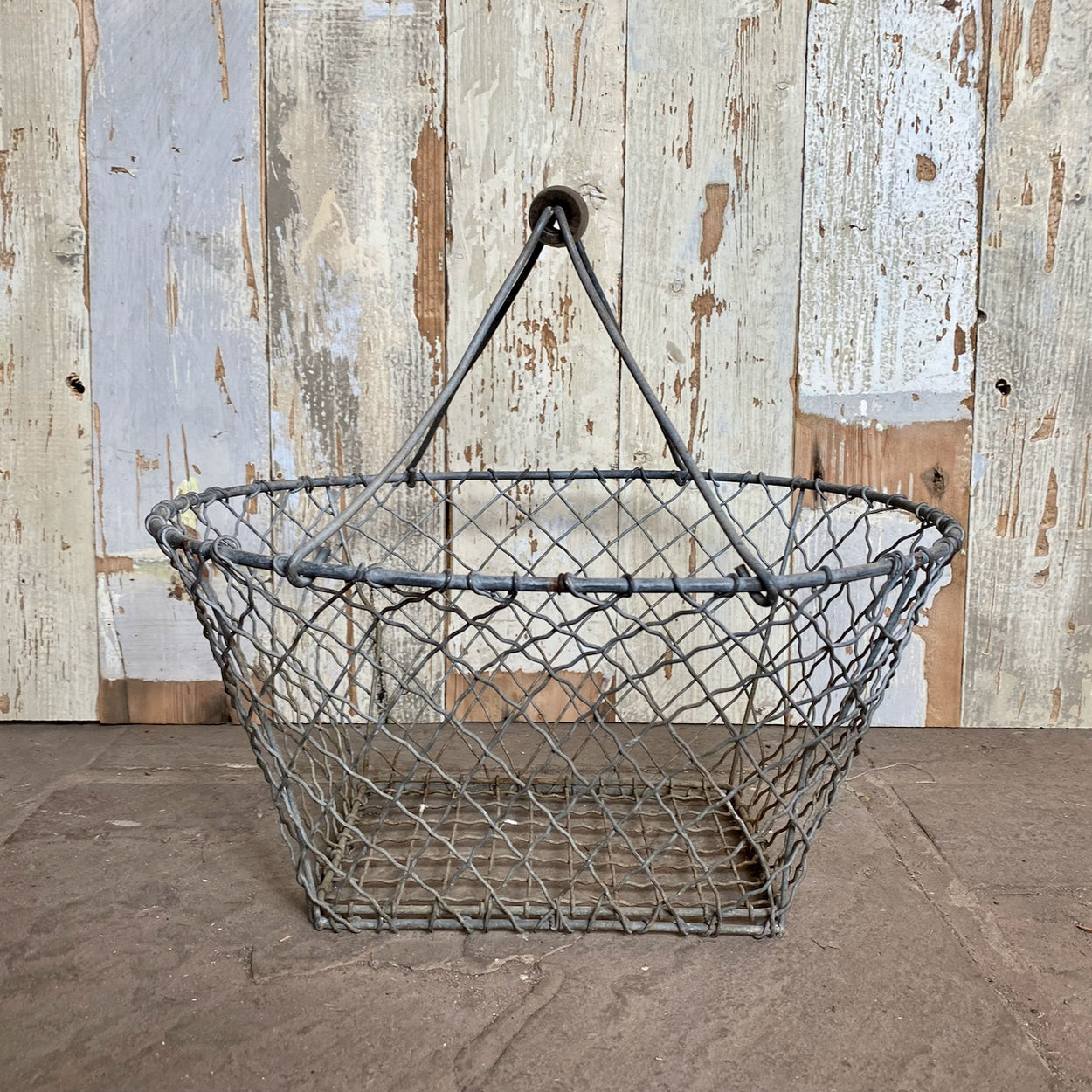 Vintage French Galvanised Wire Basket