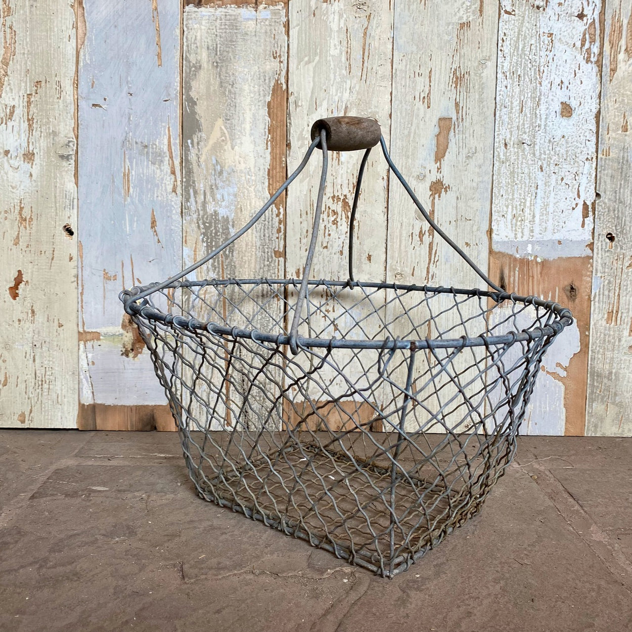 Vintage French Galvanised Wire Basket