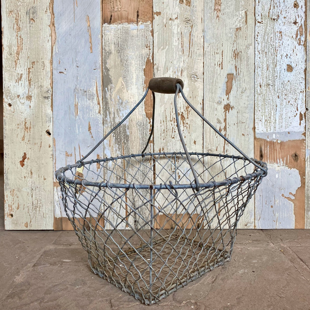 Vintage French Galvanised Wire Basket