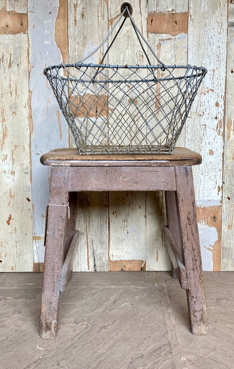 Vintage French Galvanised Wire Basket