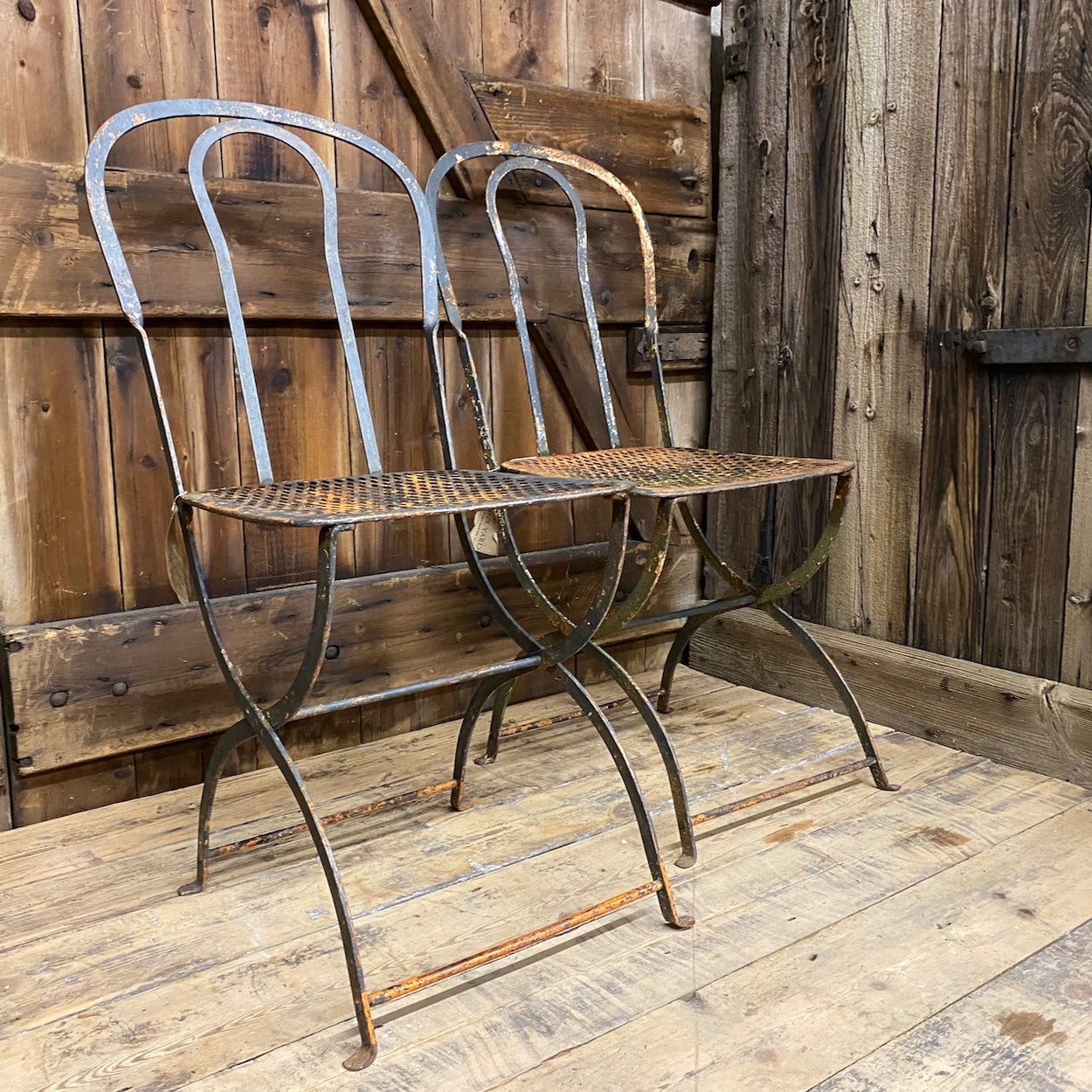 Pair of Antique French Metal Chairs