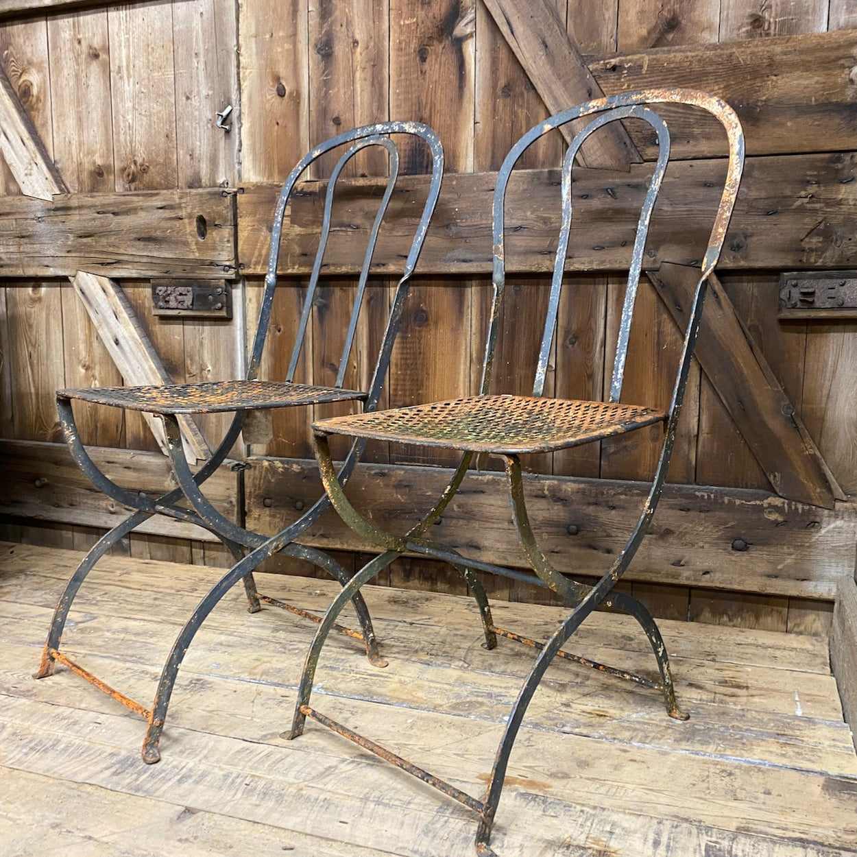 Pair of Antique French Metal Chairs