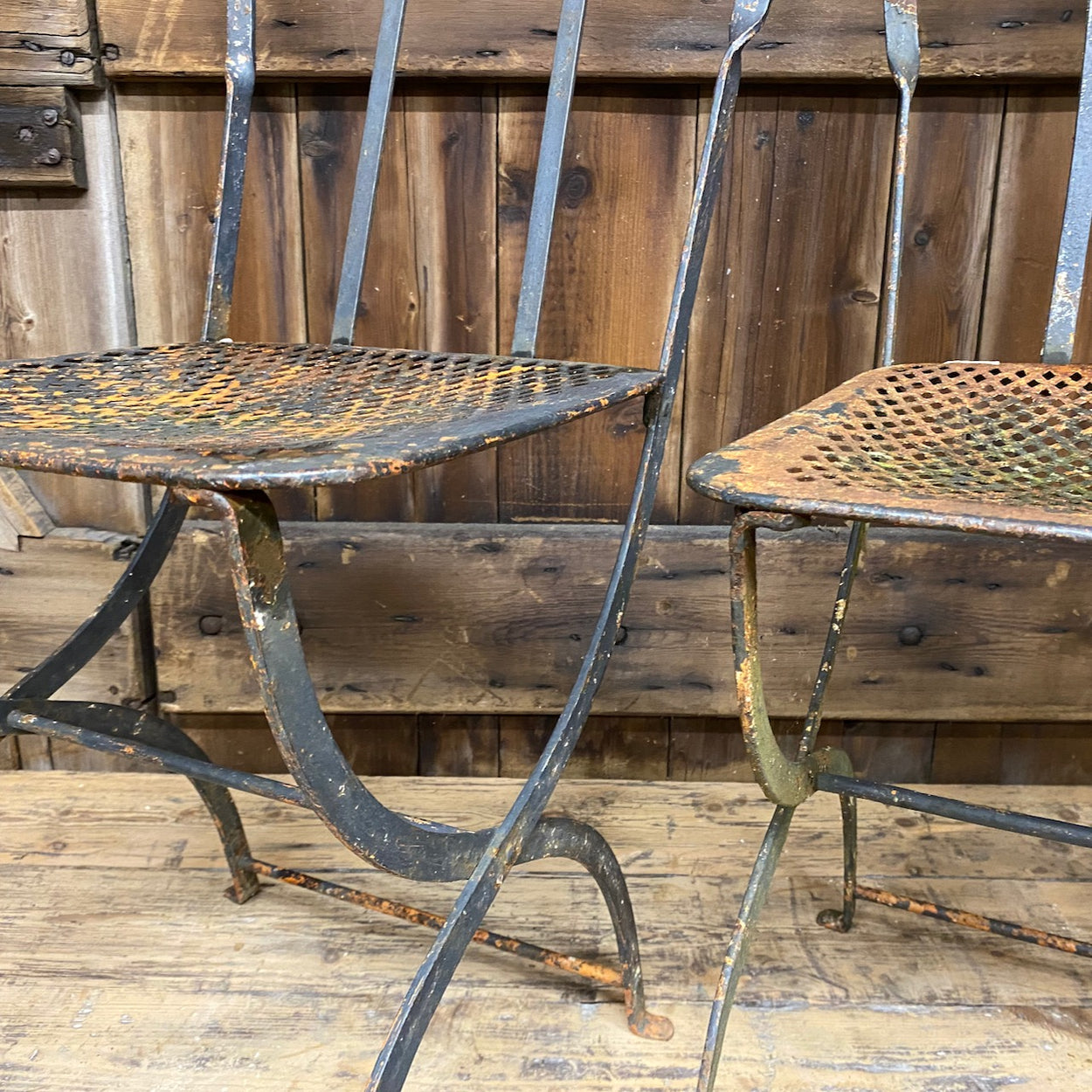 Pair of Antique French Metal Chairs