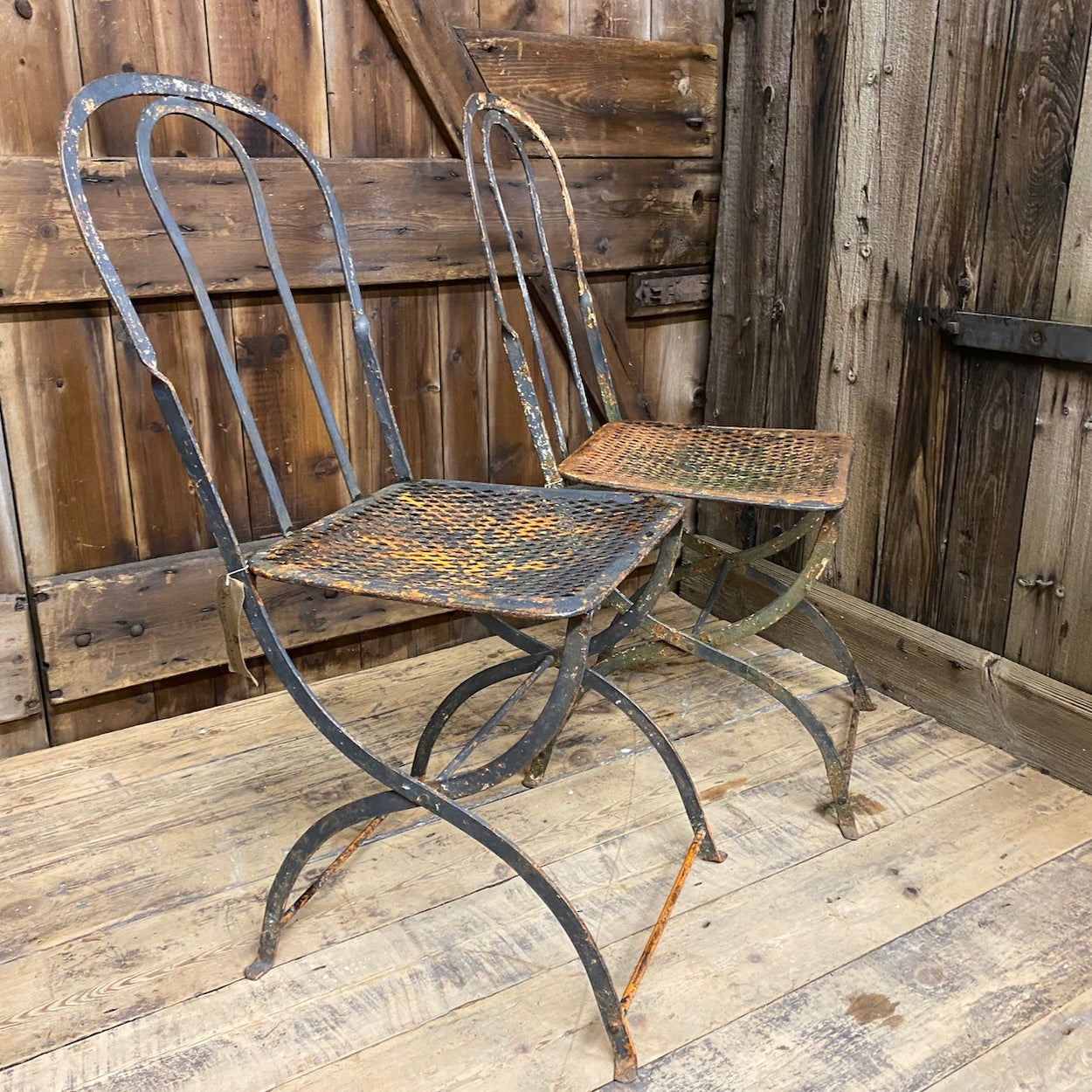 Pair of Antique French Metal Chairs