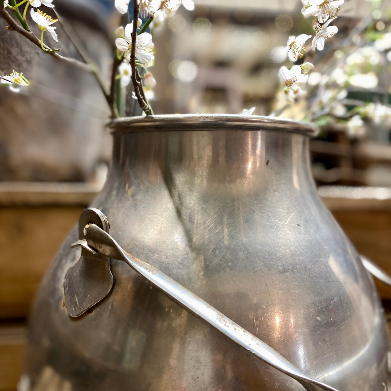 Two handled Vintage Stainless Steel Milk Churn