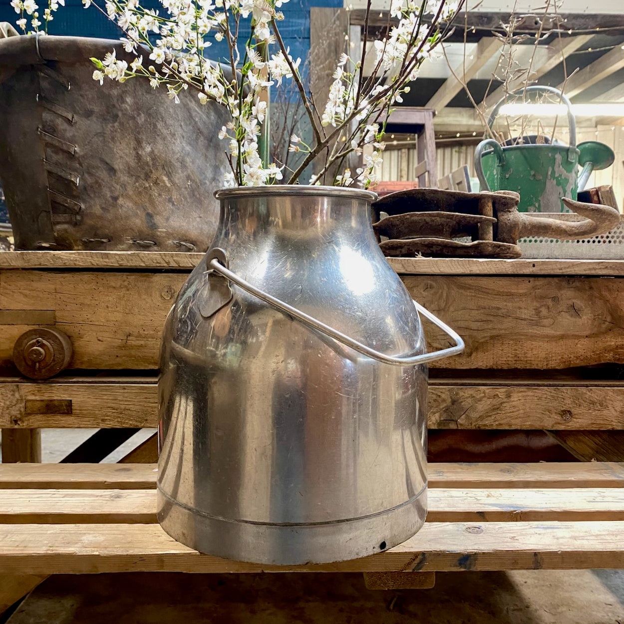 Vintage Stainless Steel Milk Churn