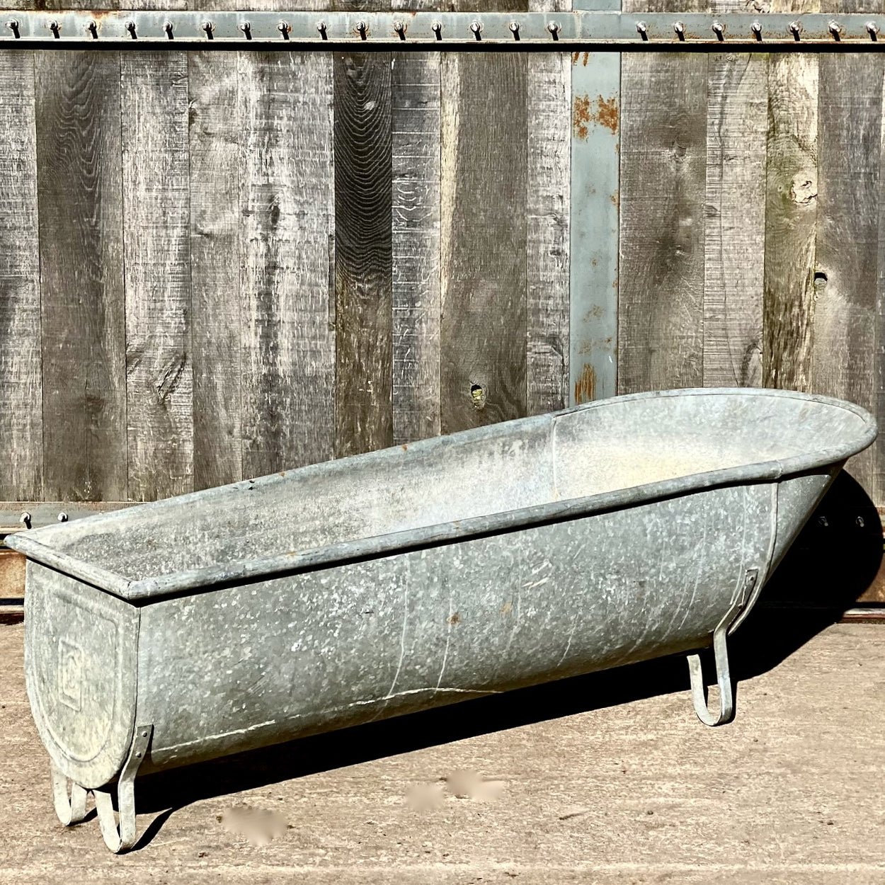 French Vintage Galvanised Bath