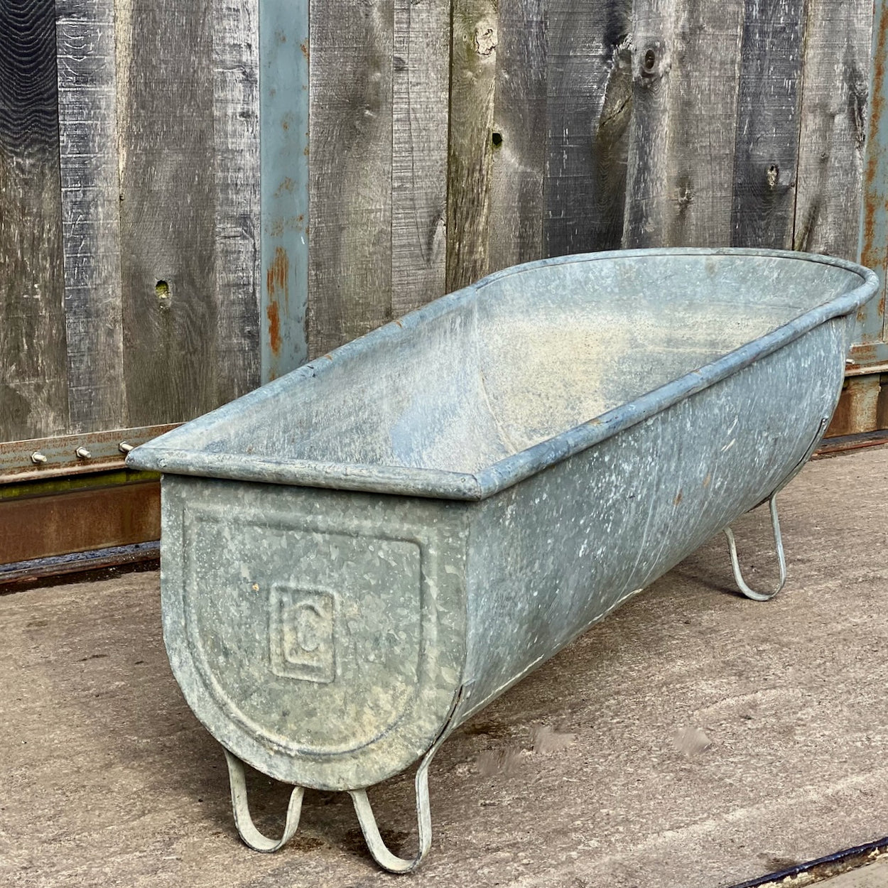 French Vintage Galvanised Bath