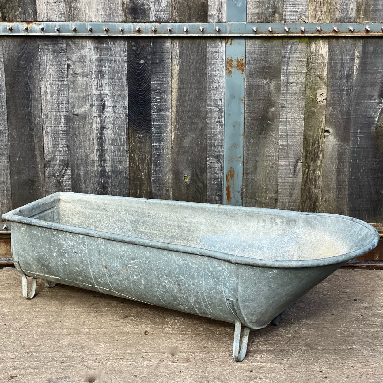 French Vintage Galvanised Bath
