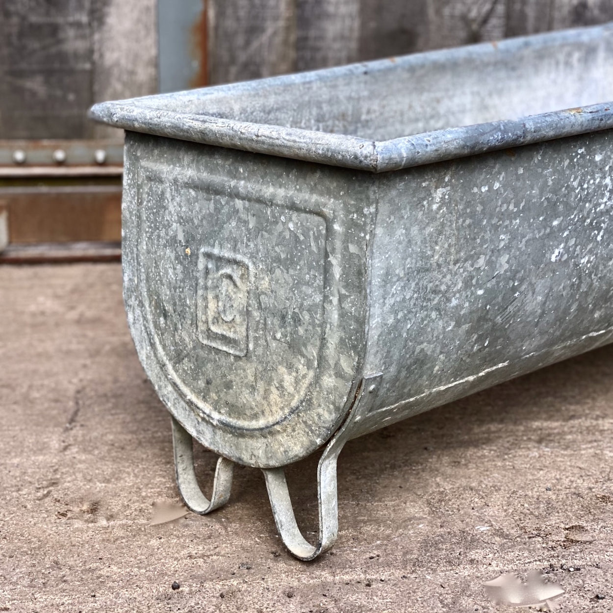 French Vintage Galvanised Bath