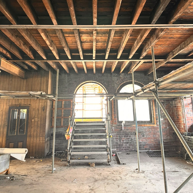 Reclaimed boards from the Historic Braimes Pressings Factory, Leeds