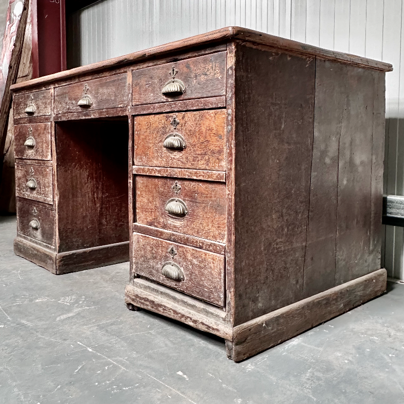 Antique Pedestal Writing Desk
