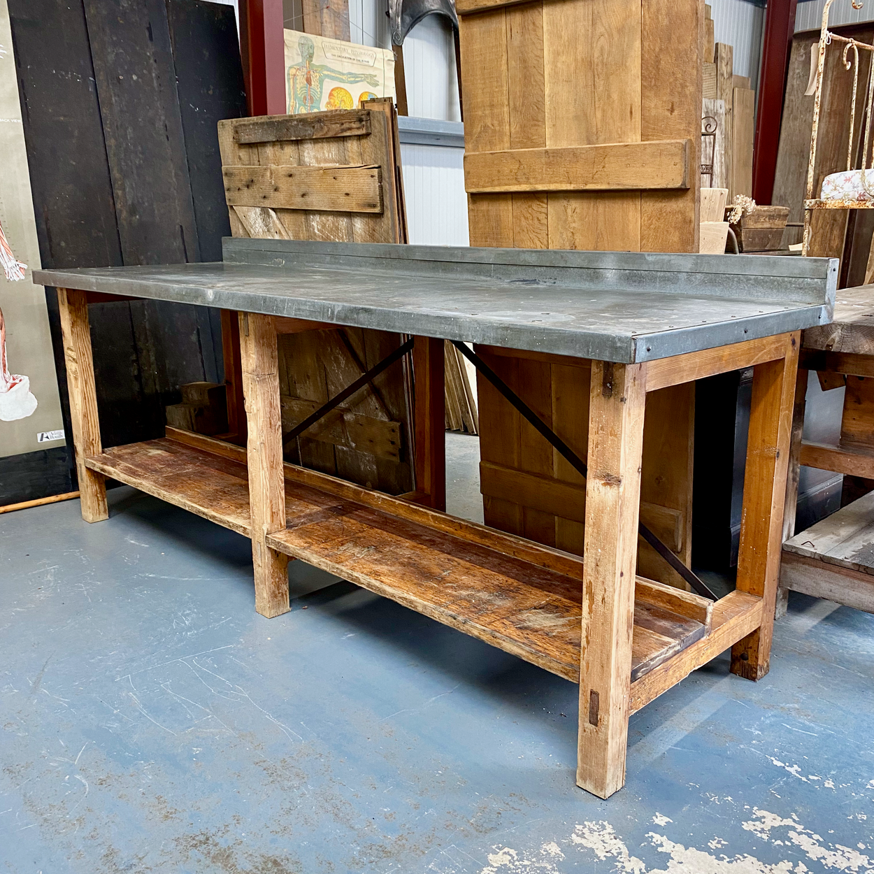 Reclaimed Zinc Top Bench/Table