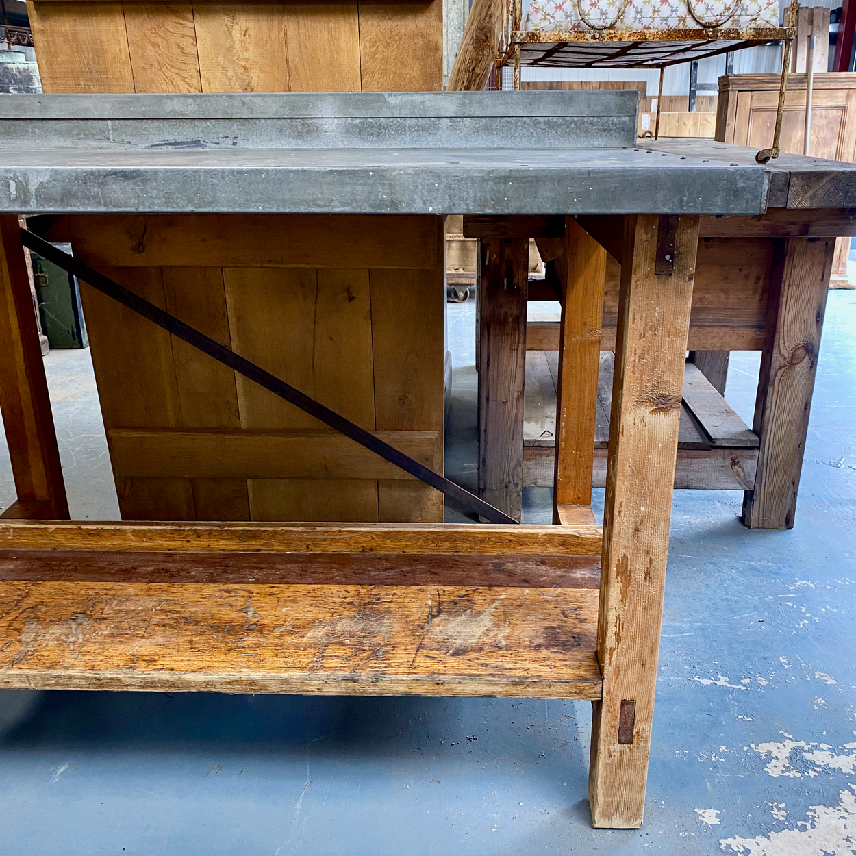 Reclaimed Zinc Top Bench/Table