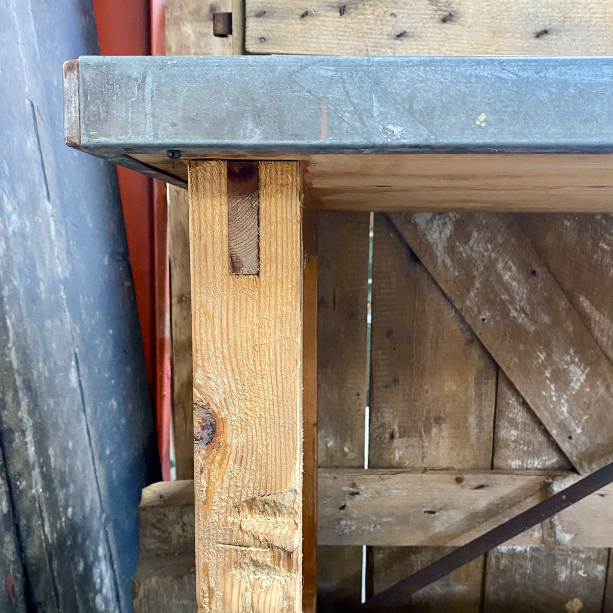 Reclaimed Zinc Top Bench/Table