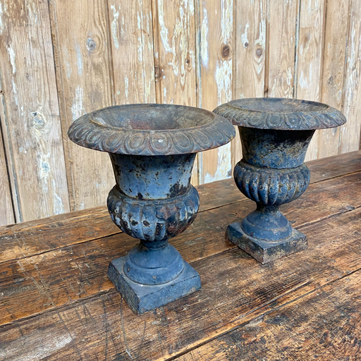 Pair of Antique Cast Iron Urns c 1890-1920