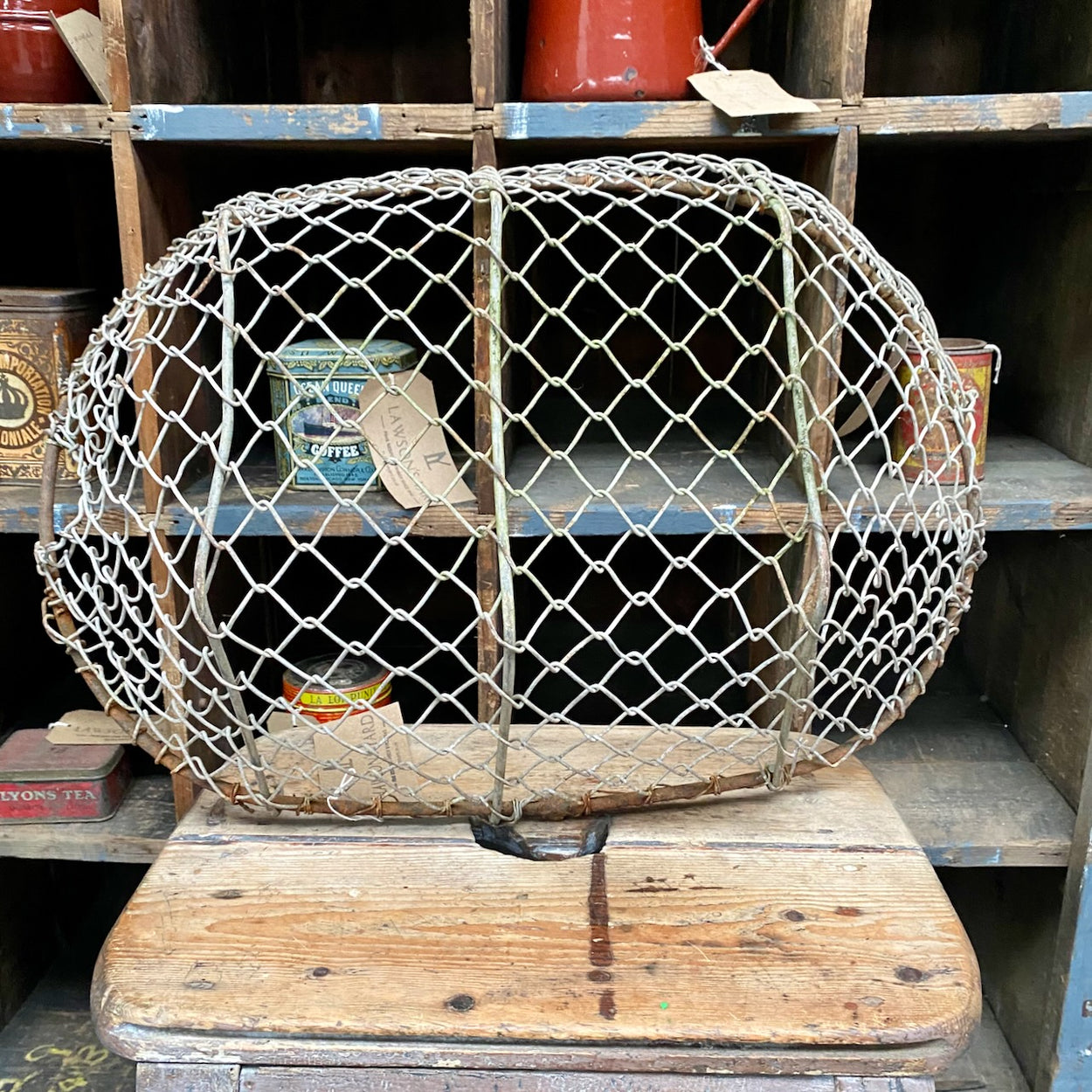 Vintage Galvanised Rustic Wire Basket