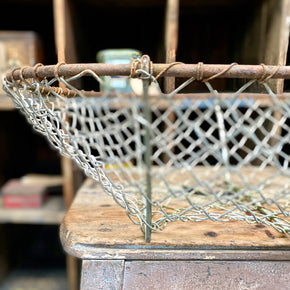 Vintage Galvanised Rustic Wire Basket