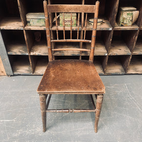 A circa 1880 Spindle Back Chair with Solid Seat
