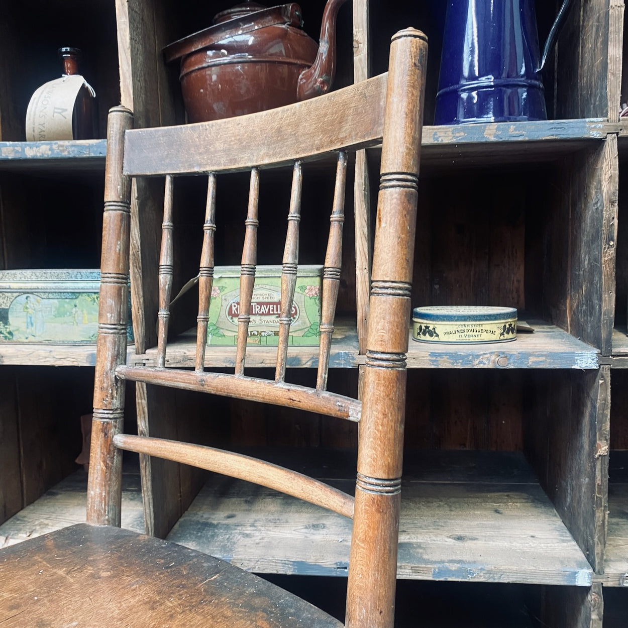 A circa 1880 Spindle Back Chair with Solid Seat