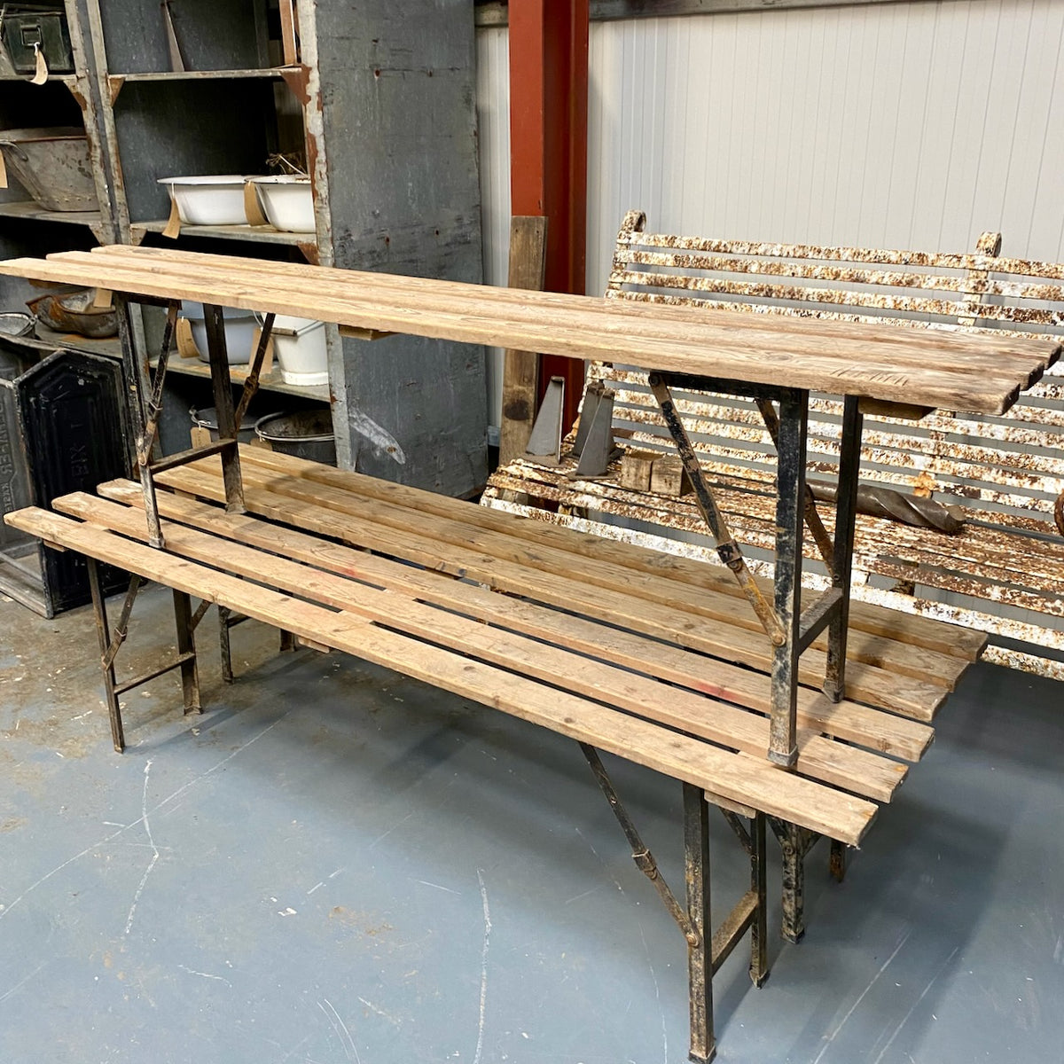 Rustic Vintage Folding Benches — Lawson's Yard LTD