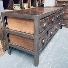 Industrial Storage Unit With Reclaimed Drawers