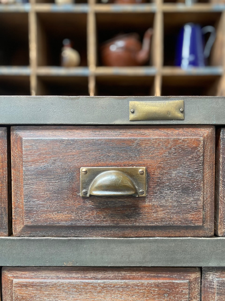 Industrial Storage Unit With Reclaimed Drawers