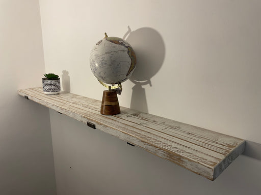 Reclaimed White Washed Pine Scaffold Board Shelf