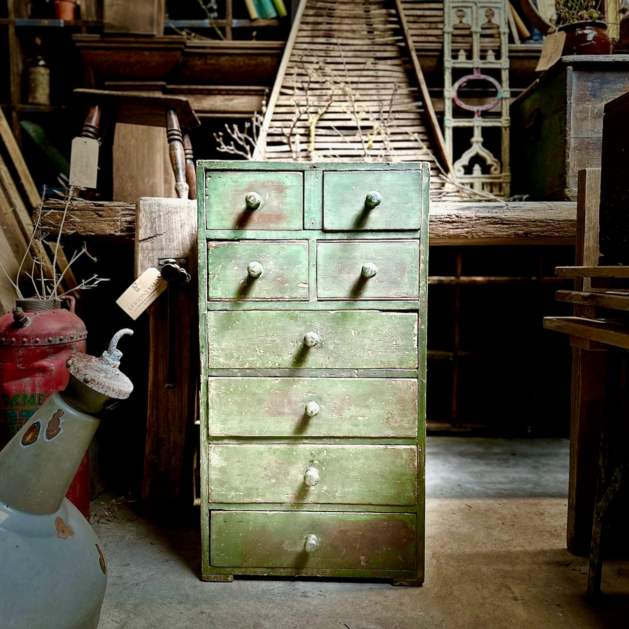 Green Bank Of Drawers