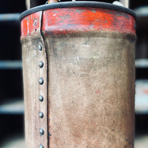 Pair Of Vintage Leather Shell Containers With Studded Seams