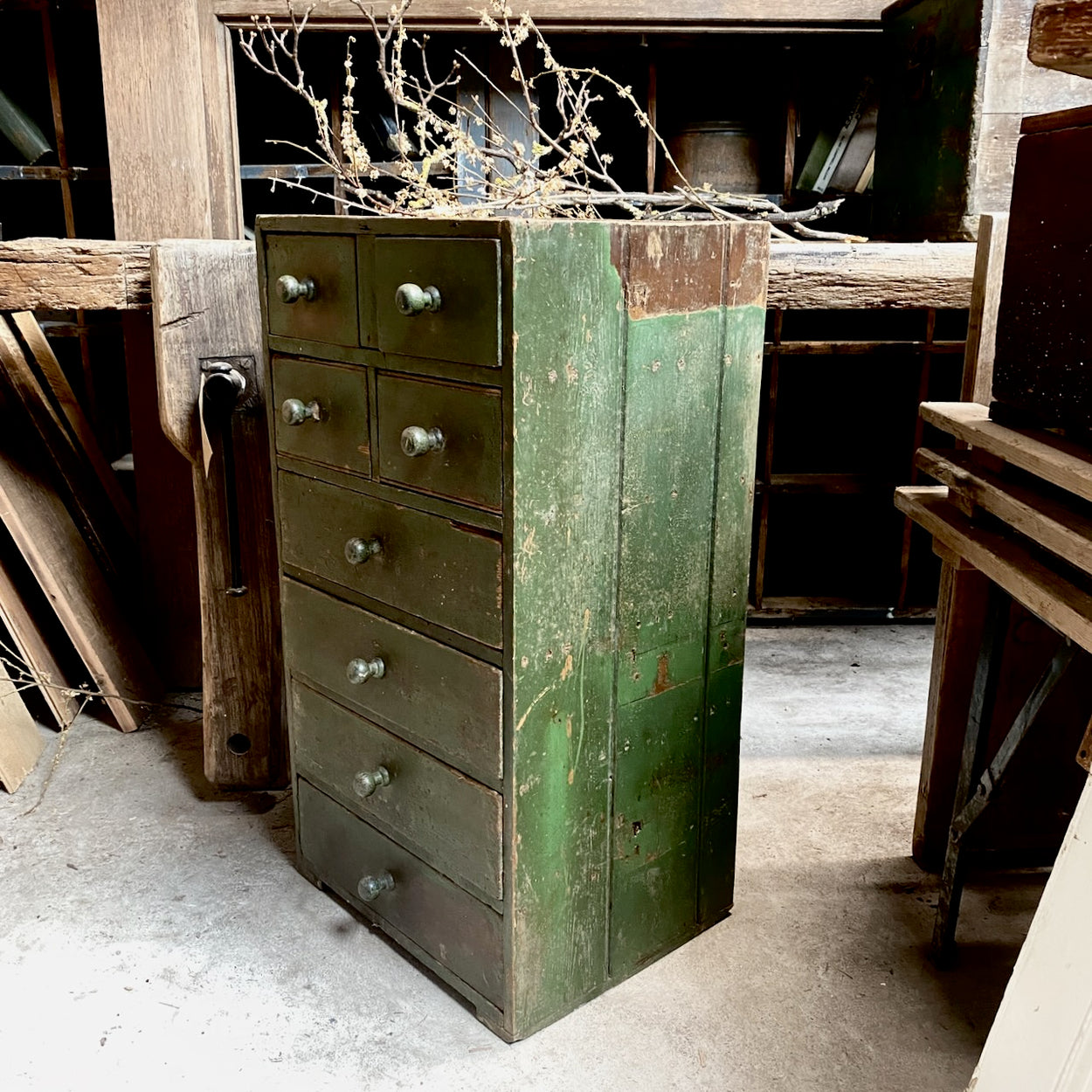 Green Bank Of Drawers