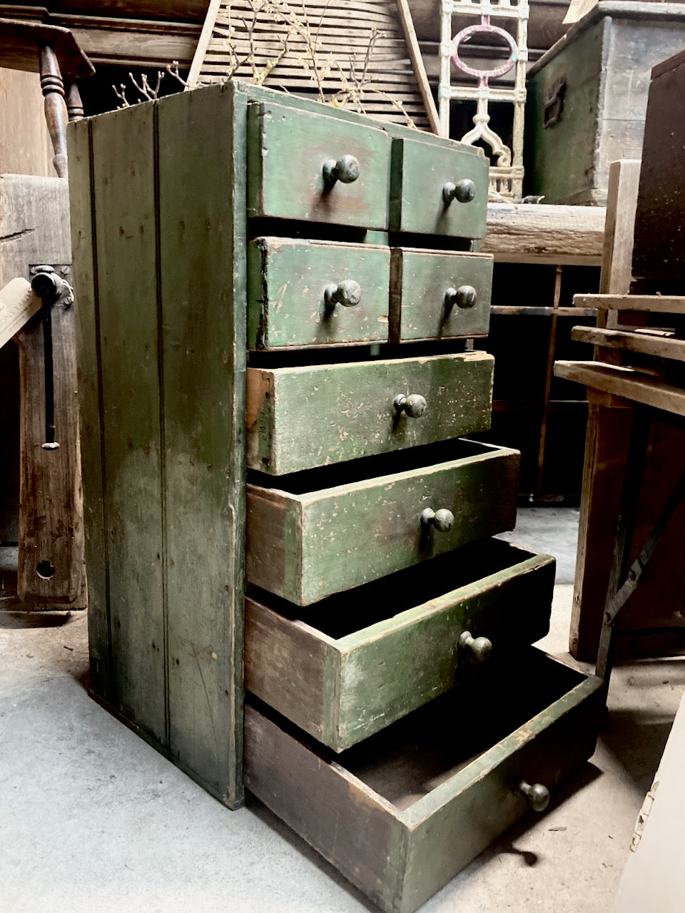 Green Bank Of Drawers