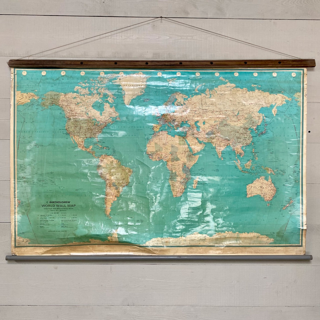 Vintage Bartholomew World Wall Map