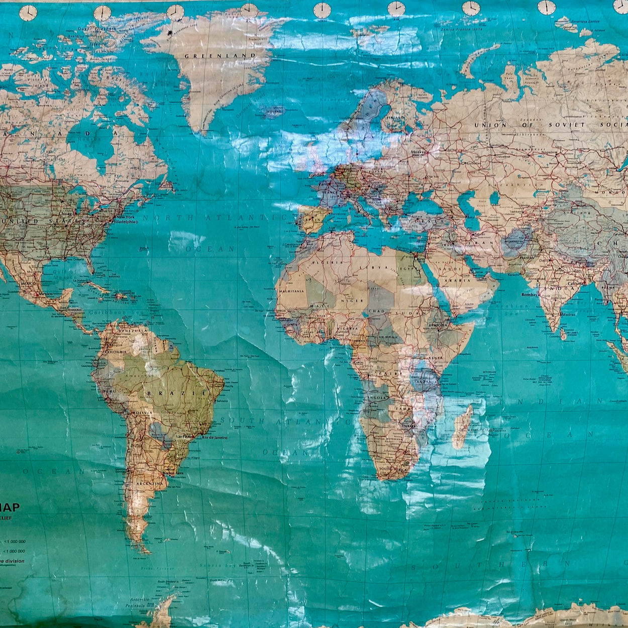 Vintage Bartholomew World Wall Map