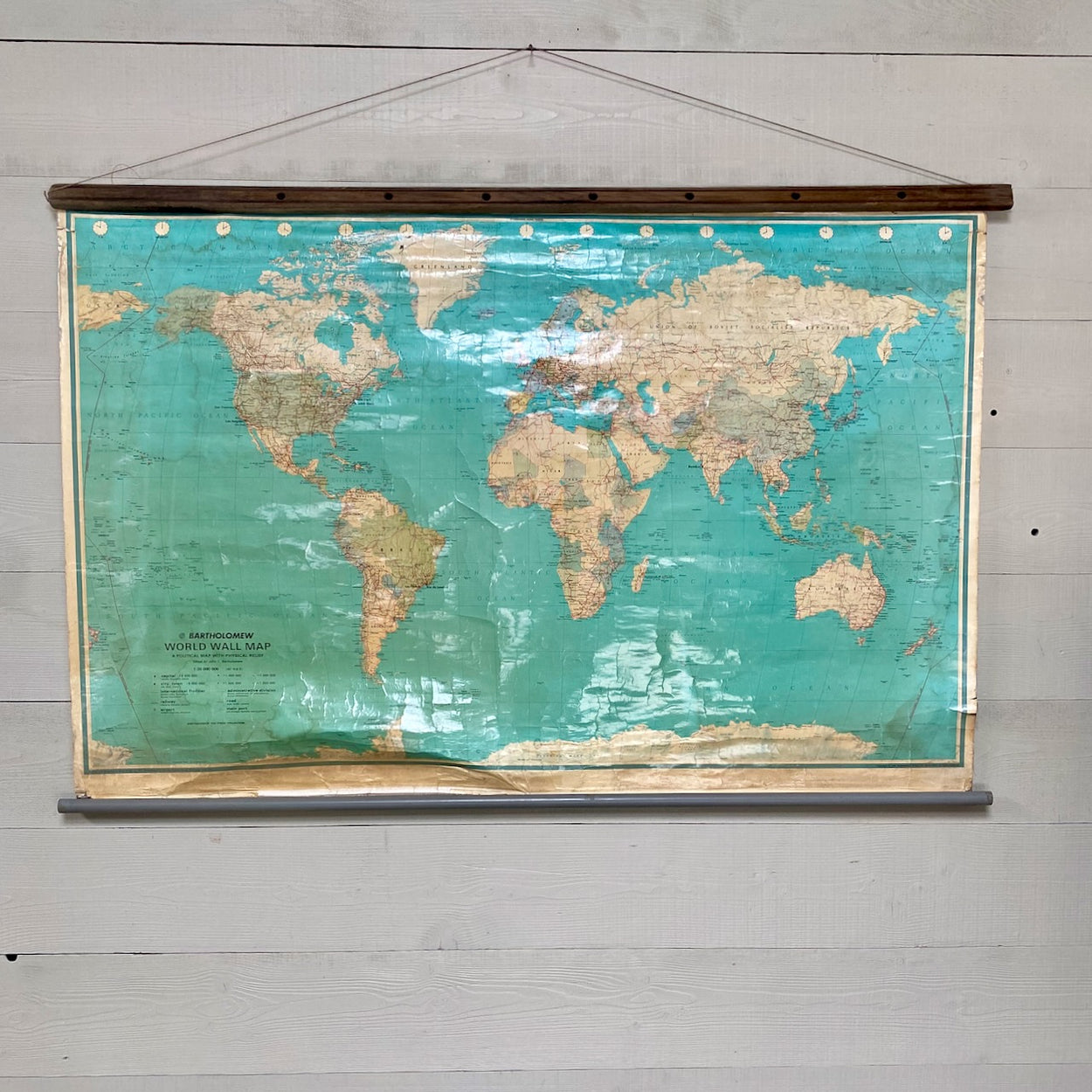 Vintage Bartholomew World Wall Map