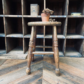 Antique Elm - Topped Wooden Stool