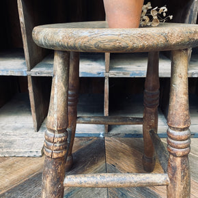 Antique Elm - Topped Wooden Stool
