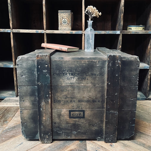 Vintage Pine Military Storage Crate With Twin Rope Handles